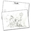 Carte postale les enfants à l'arrêt de bus croquis de Jérémie Almanza