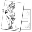 Carte postale illustration Violette au Téléphone de François Amoretti