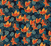 papillons oranges sur fond noir