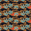 Boite à thé de Nancy Peña Poissons turquoises en eaux noires
