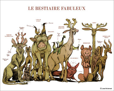 Affiche Bestiaire en couleur de Lionel Richerand