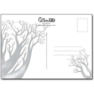 Verso de la carte avec des arbres