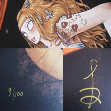 Détail de l'affiche Burlesque Girrrl numérotée et signée