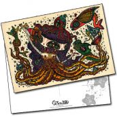 Carte postale Octopus Siamese Twins Symdrom de Ciou